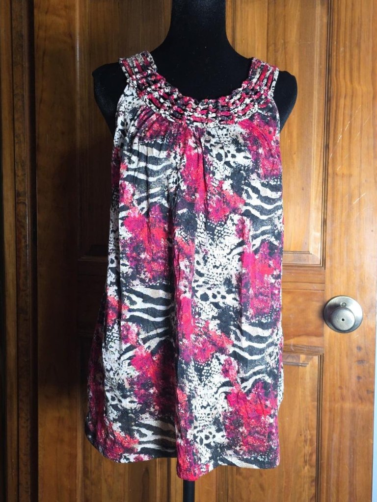 Cute, Colorful Sleeveless Top, Abstract Print, Boho, Size: L, Brand: White Stag